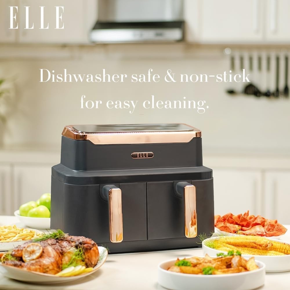 Dual Basket Air Fryer 8.4L Match Cook 10-in-1 Oil Free Touch Grey