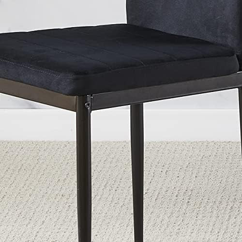 Modern 5-Piece Round Glass Dining Table Set with 4 Black Velvet Chairs