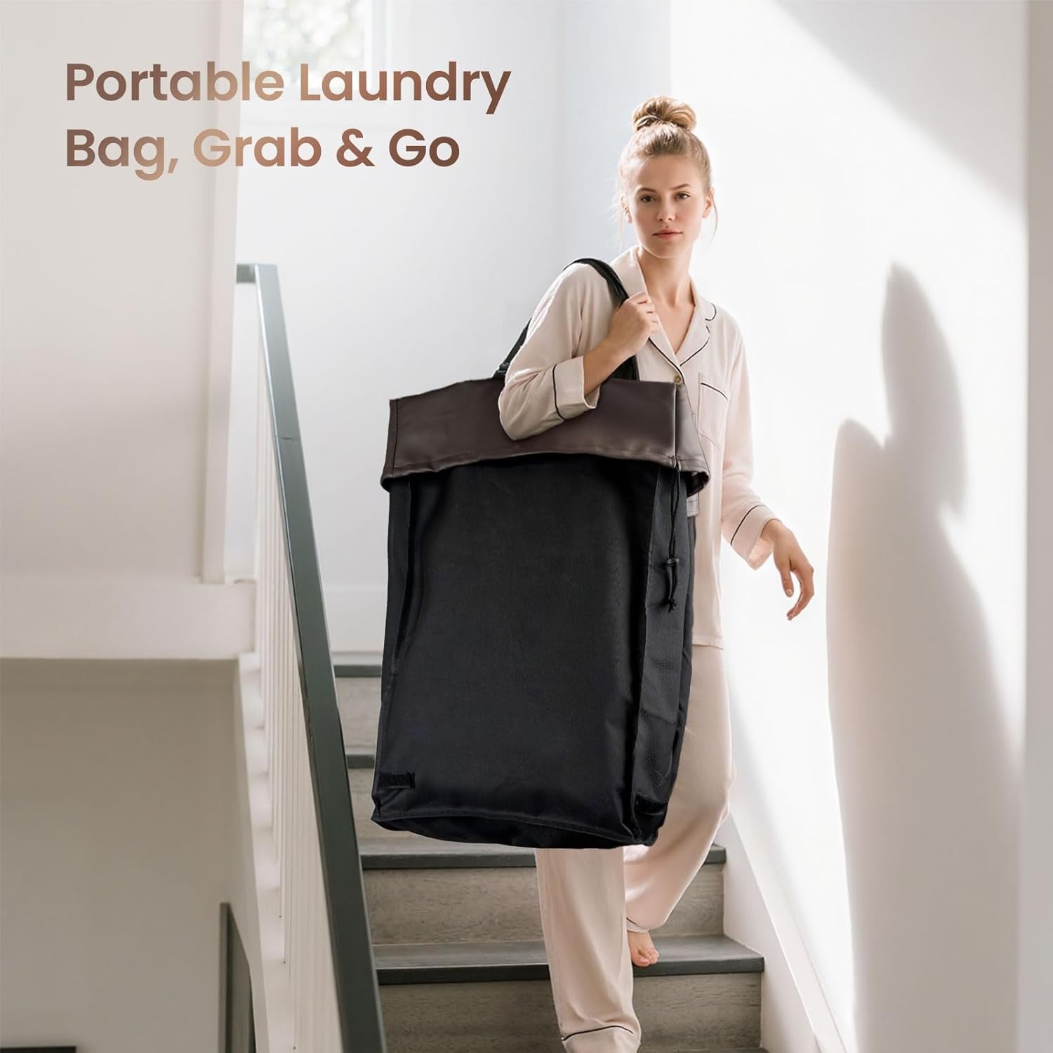 160L Rolling Laundry Hamper on Wheels Large 2 Section Basket with Lid & Handle