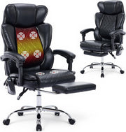 Ergonomic Massage Desk Chair w/ Footrest Heated Lumbar Support Reclining
