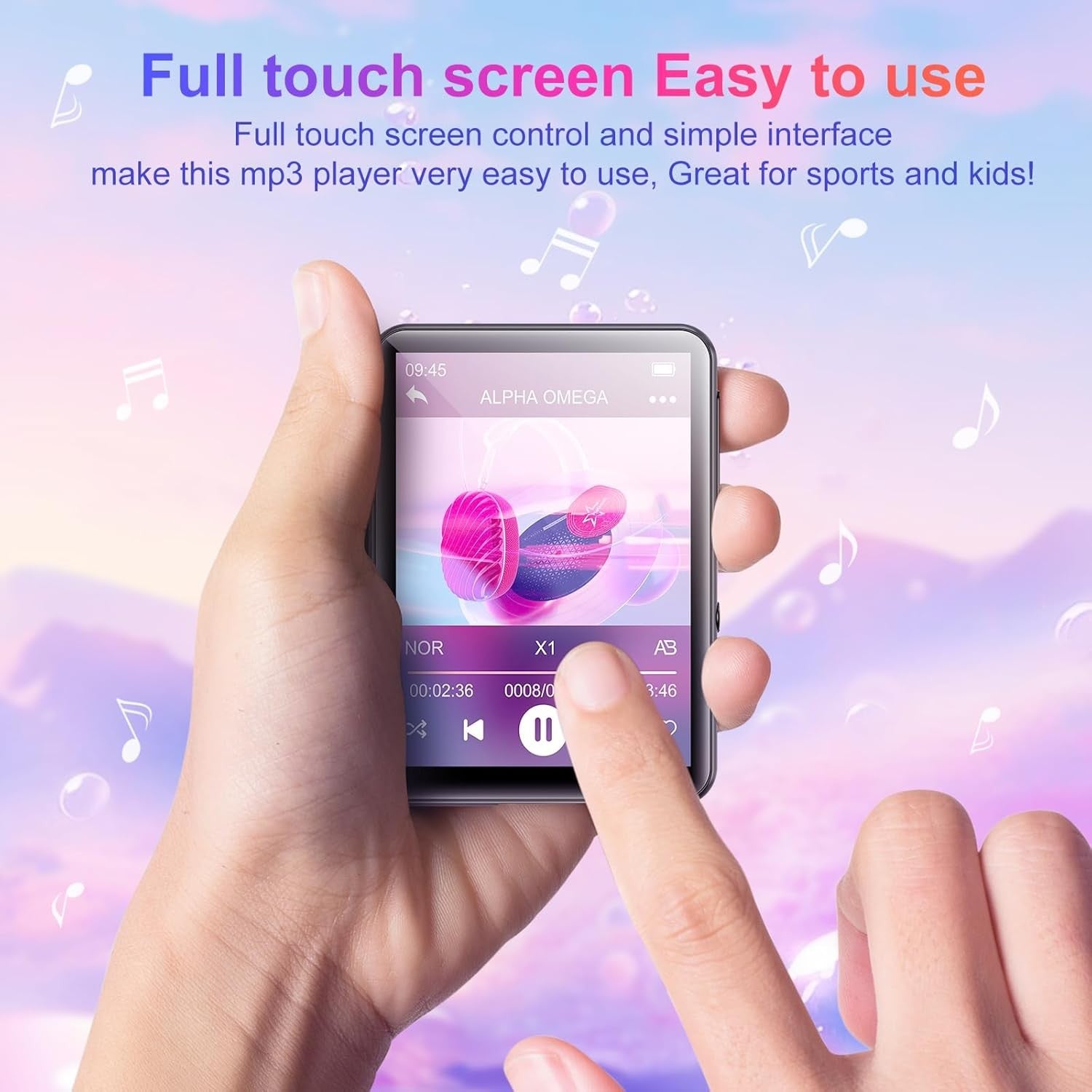 128GB MP3 Player Bluetooth 5.4 2.4" Touch FM Speaker