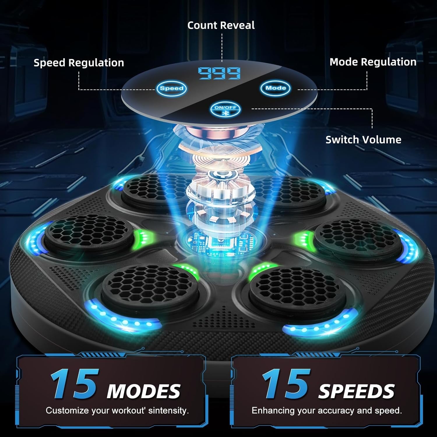 Music Boxing Machine Bluetooth LED Wall Mount Punch Trainer Home Gym Workout