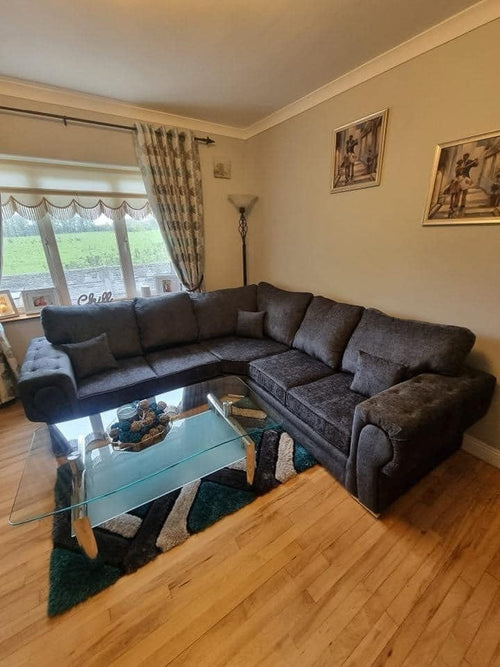 Charcoal Chesterfield Corner Sofa 5-Seater | Deep Seats | Tufted L Shape