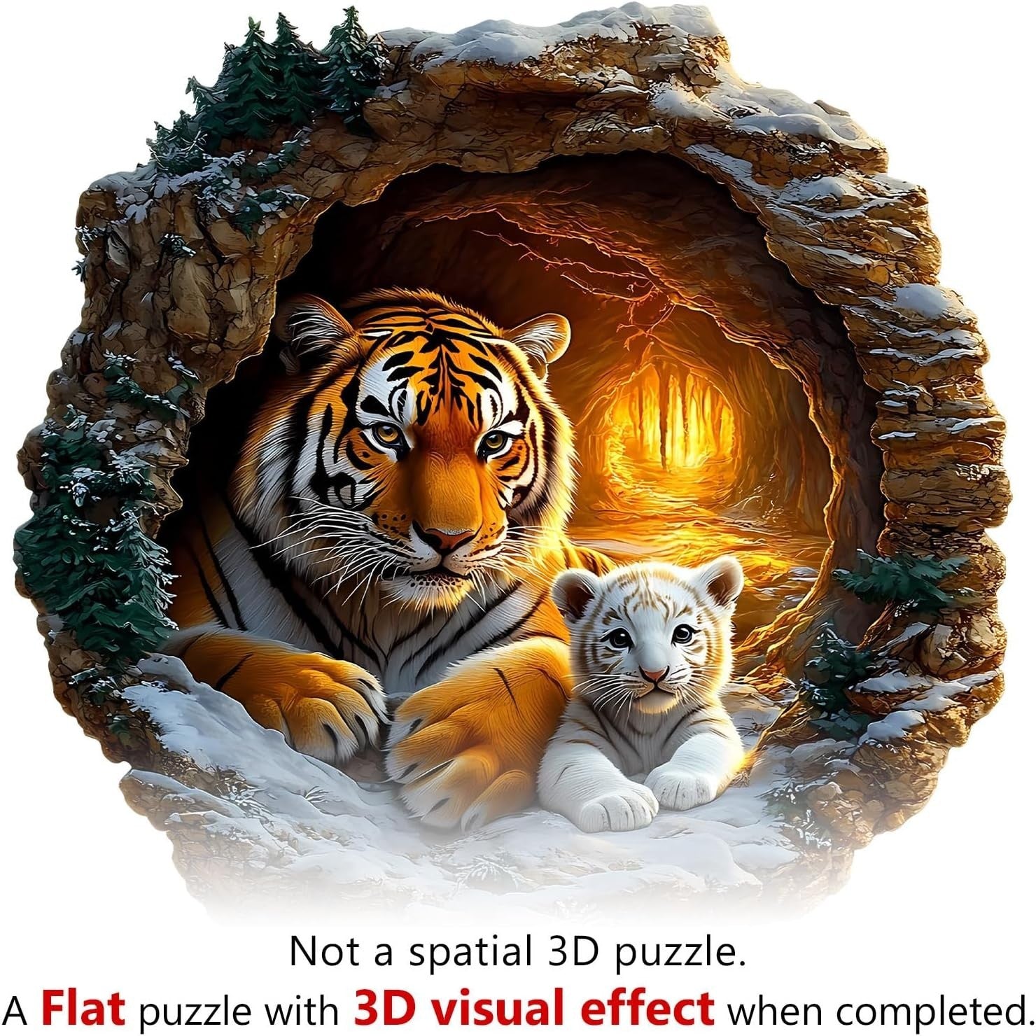 Tiger Wooden Jigsaw Puzzle for Adults Unique Shape Wall Art Gift