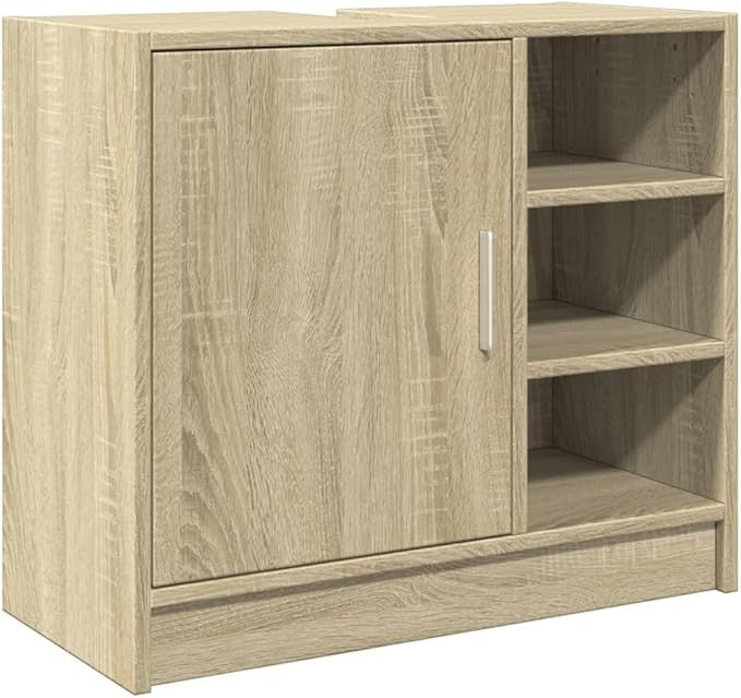 Sonoma Oak Bathroom Sink Cabinet 63cm Modern Under Sink Storage Cupboard Unit