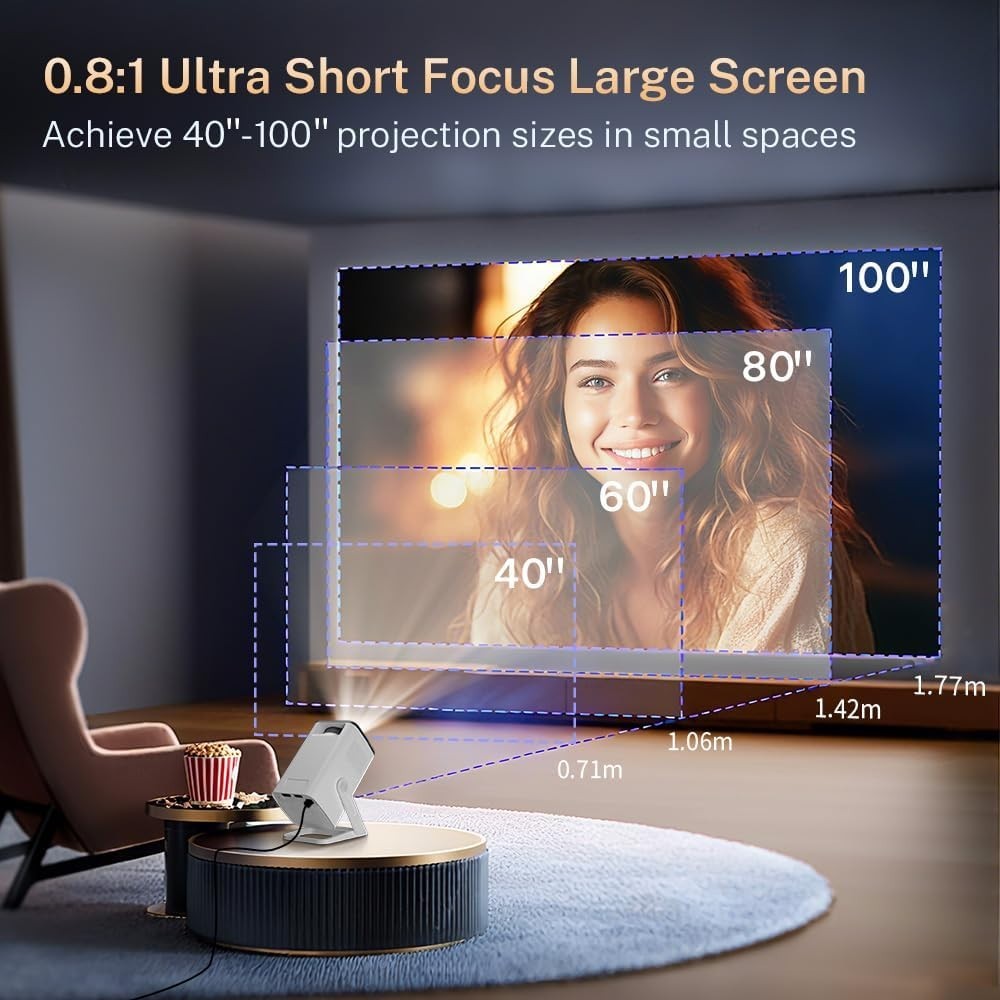 WiFi6 Smart Mini Projector 1080P 4K Support Bluetooth Ceiling