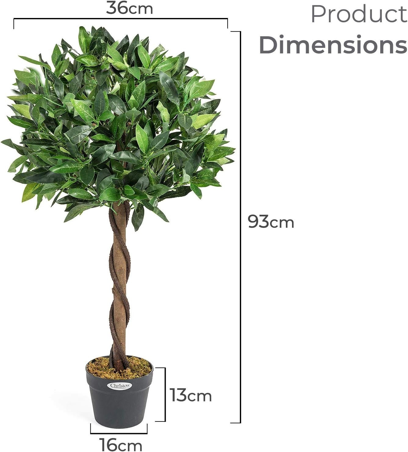 90cm Artificial Bay Tree 2-Pack Twisted Trunk Topiary Indoor Outdoor Home Decor