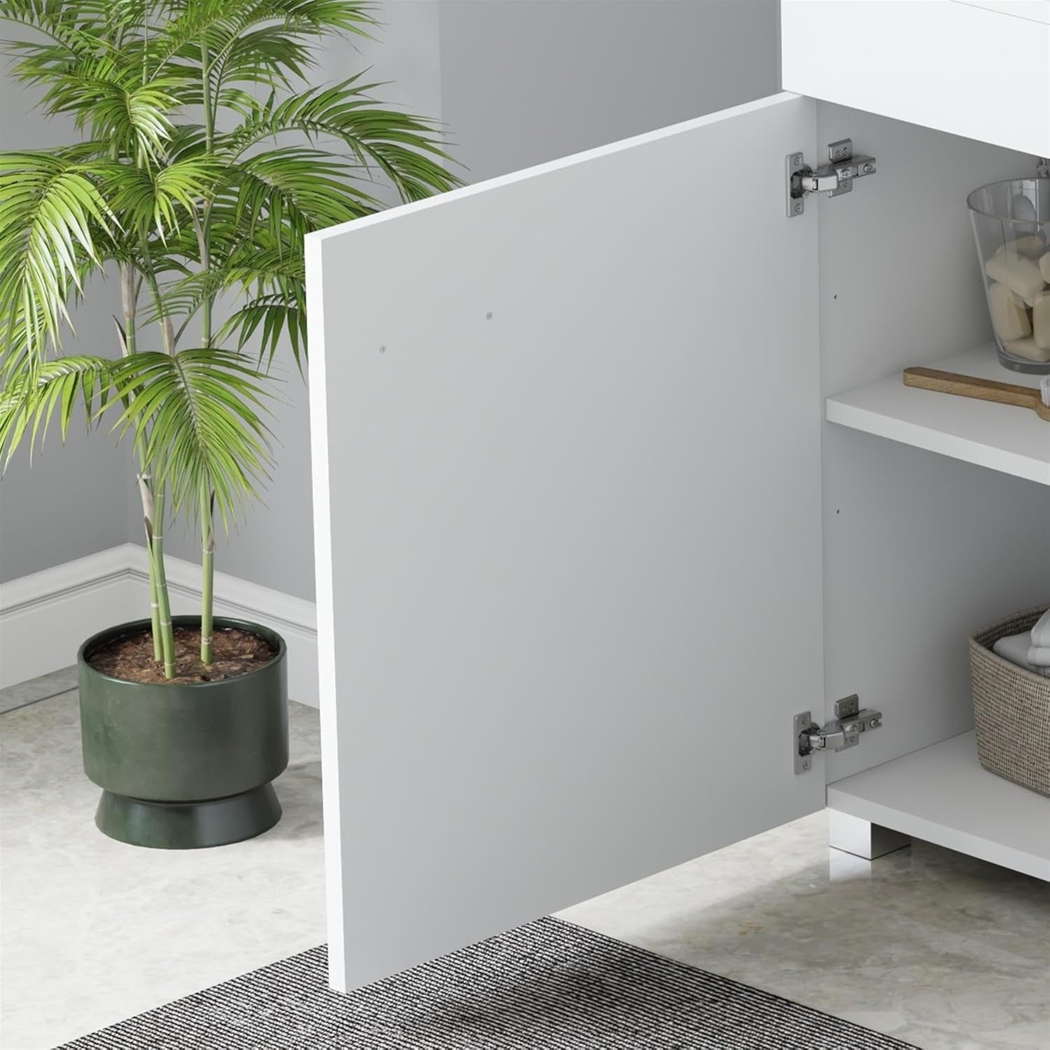 Under Sink Bathroom Cabinet White Storage Unit with Drawers 70x30x64cm