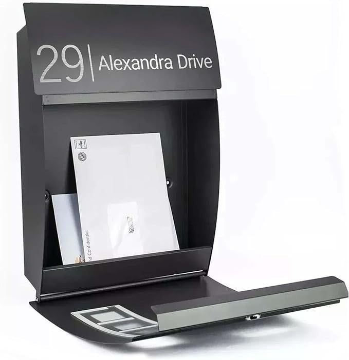 Wall Mounted Waterproof Post Box with Lock Secure Mailbox Customisable Design