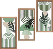 3PCS Boho Wooden Wall Art Decor Set Living Room Hallway
