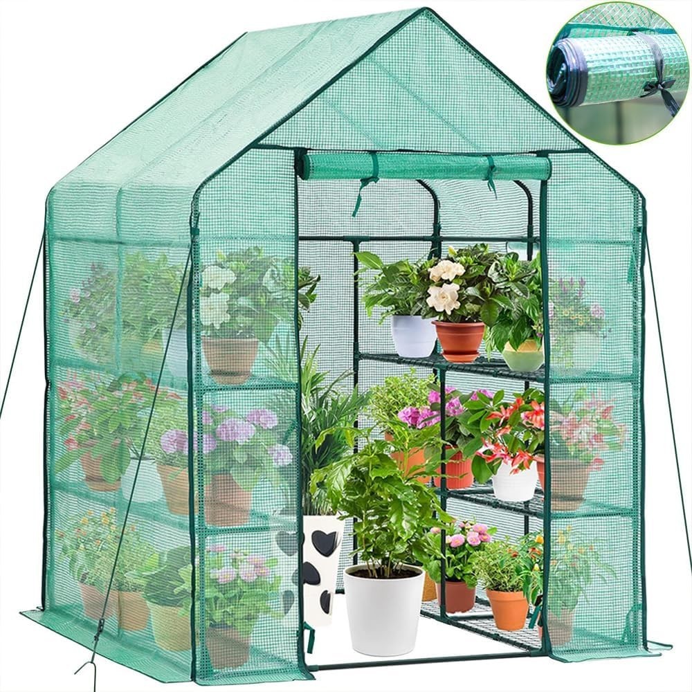 Walk-In 3 Tier 6 Shelf Greenhouse | Heavy-Duty PE Cover Garden