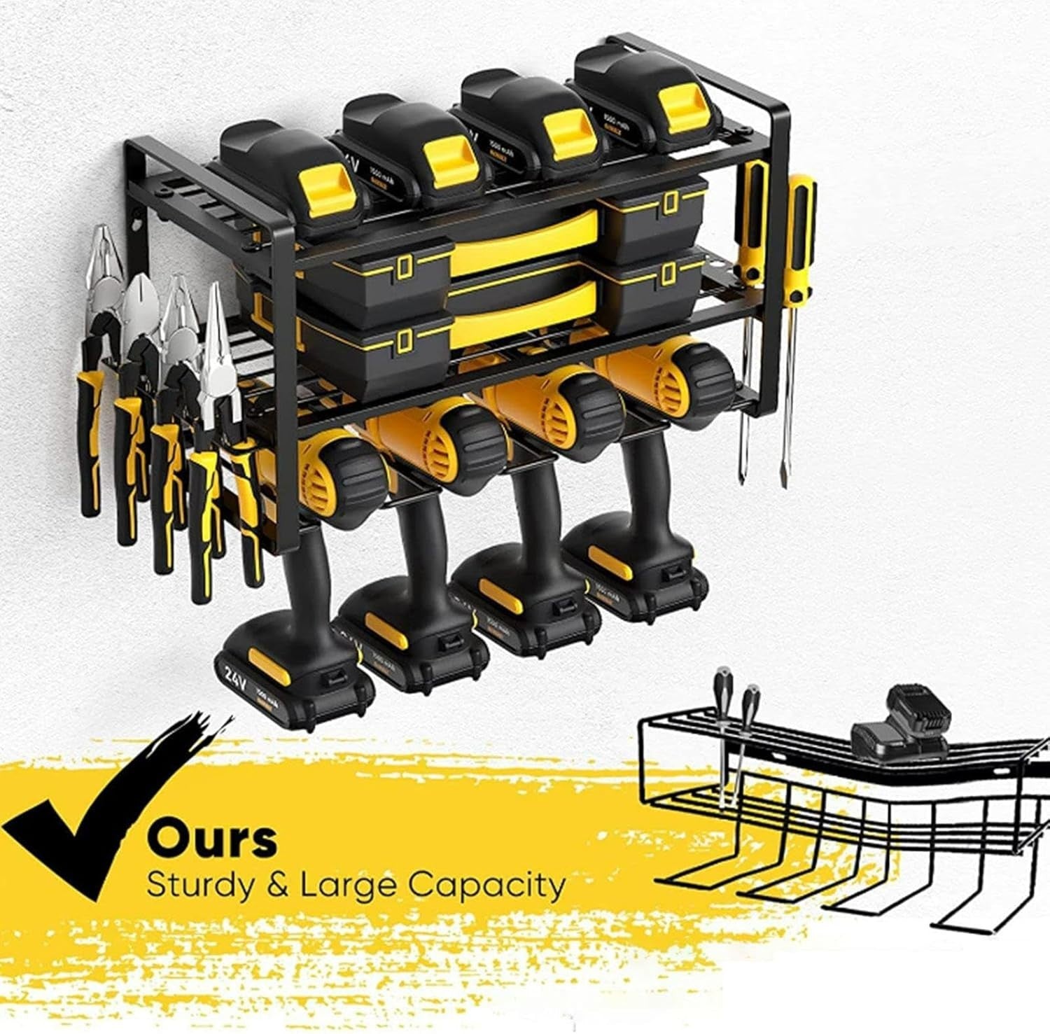 Heavy Duty Power Tool Wall Organizer Floating Drill Storage Rack