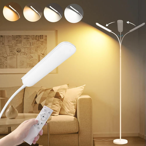 LED Uplighter Floor Lamp Dimmable Remote Touch Reading Light Tall White