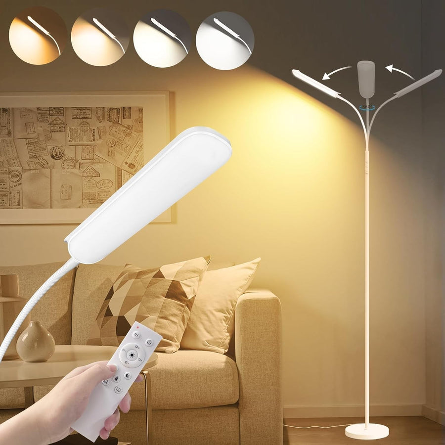 LED Uplighter Floor Lamp Dimmable Remote Touch Reading Light Tall White