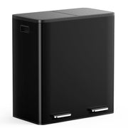 60L Double Recycling Bin Black Stainless Steel 2x30L Pedal