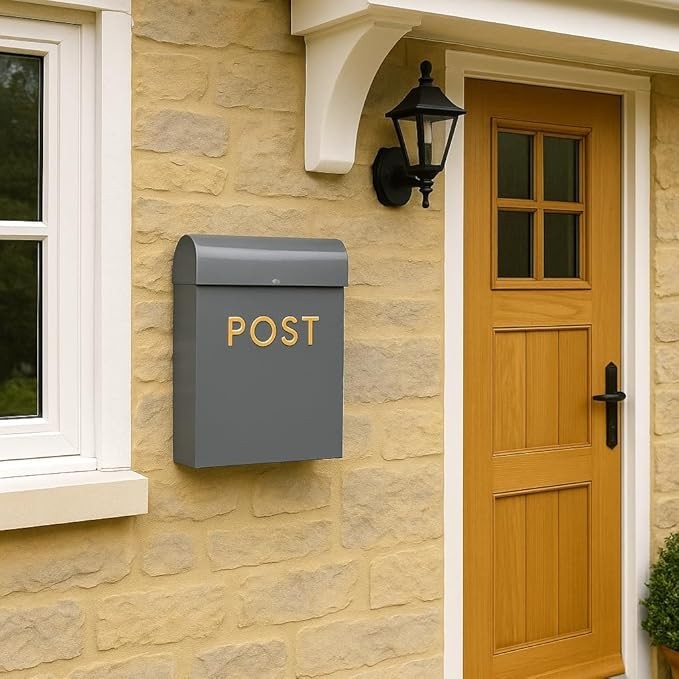 Wall Mounted Weatherproof Post Box Iron Mailbox Easy Install Outdoor Use