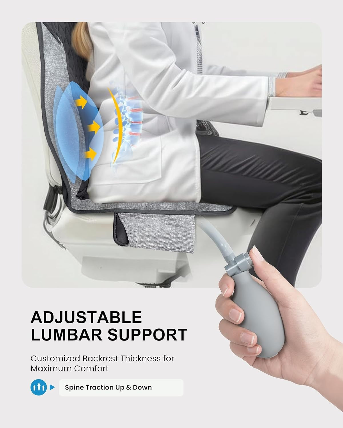 Vibration Back Massager Heat Lumbar Support 10-Motor Chair Pad Pain Relief