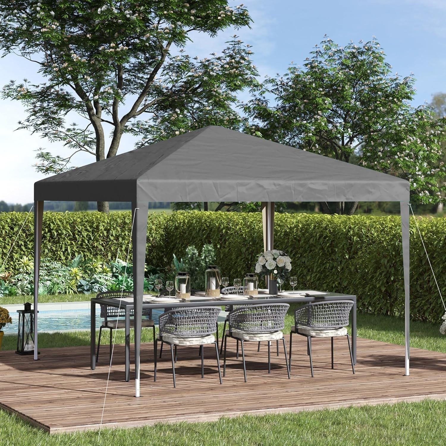 3x3m Pop Up Gazebo Adjustable Waterproof Party Tent w/ Bag Grey