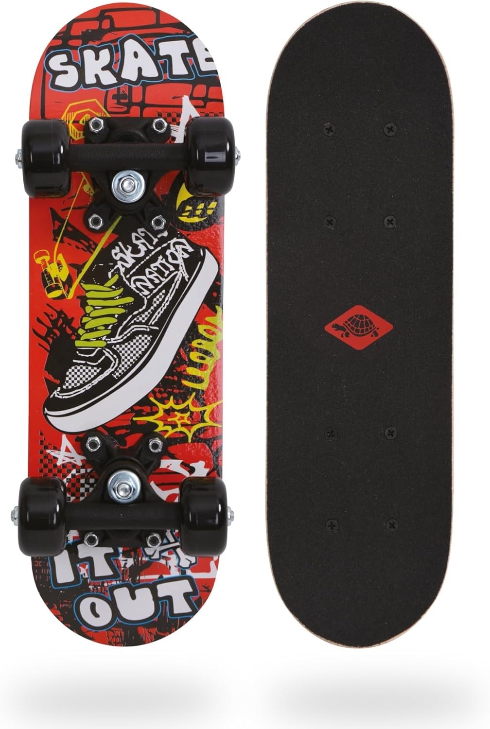 17" Mini Skateboard Kids Beginner Cruiser Wood Deck Double Kick Grip Tape