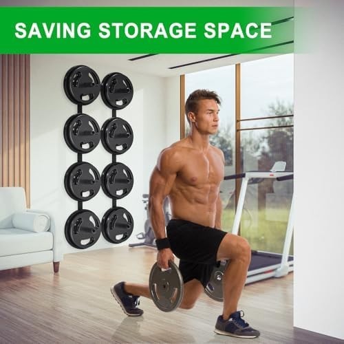 Black Wall-Mounted Weight Plate Storage Rack Organizer Home Gym 1000lb