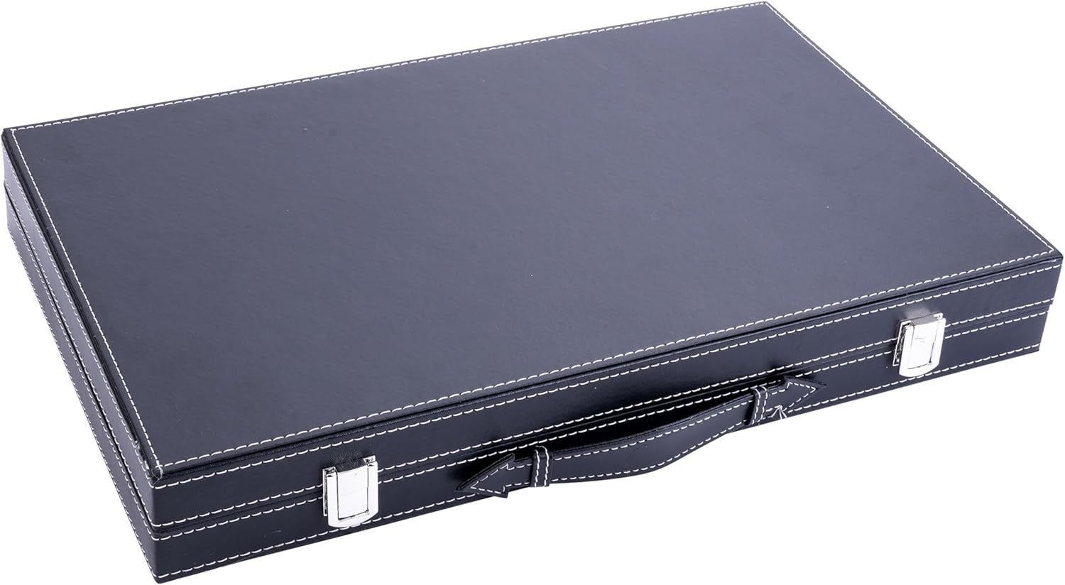 15” Backgammon Set Luxury Faux Leather Attache Case Green Travel Board
