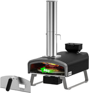 Outdoor Wood Pellet Pizza Oven | Rotating Stone & Thermometer BBQ Grill Garden