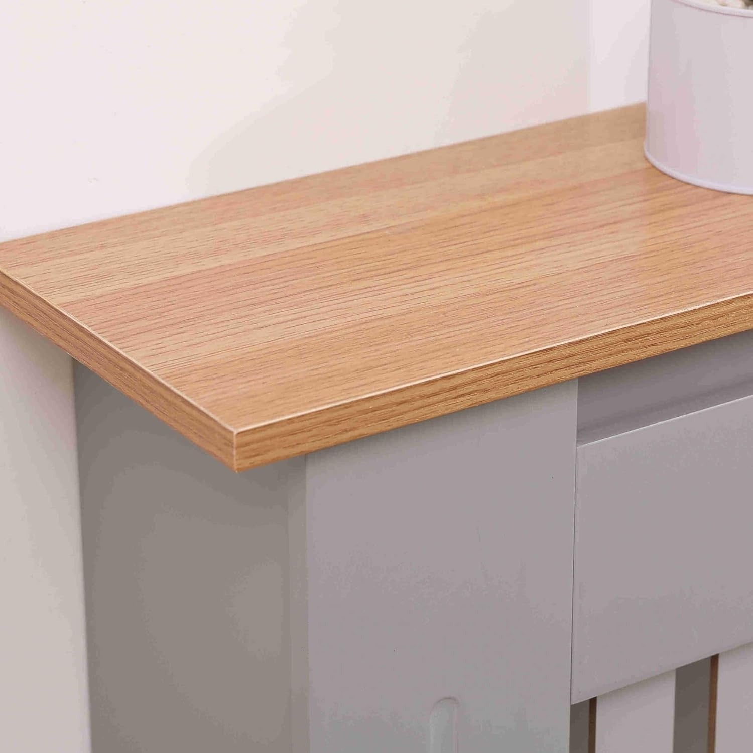 Large Grey Radiator Cover | Slatted MDF Cabinet