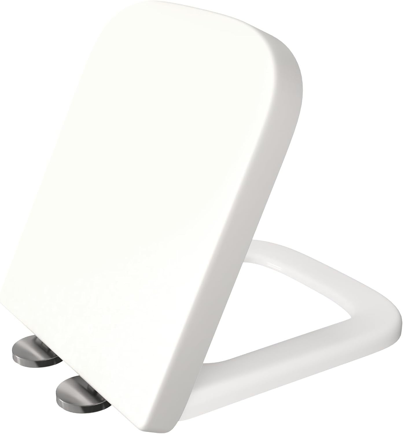 Square Toilet Seat Soft Close Quick Release Adjustable Hinges Easy Clean 42x36cm