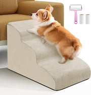 3 Step Dog & Cat Stairs Foam Ramp Non Slip Yellow 55x40x35cm