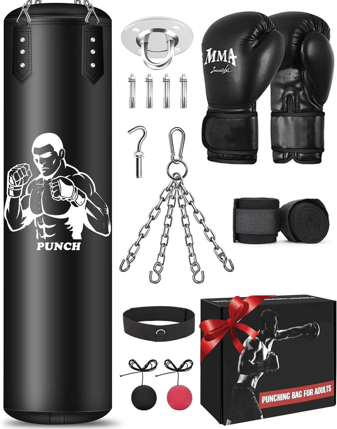 Unfilled 120cm Hanging Boxing Bag Set Microfiber MMA Training Kit
