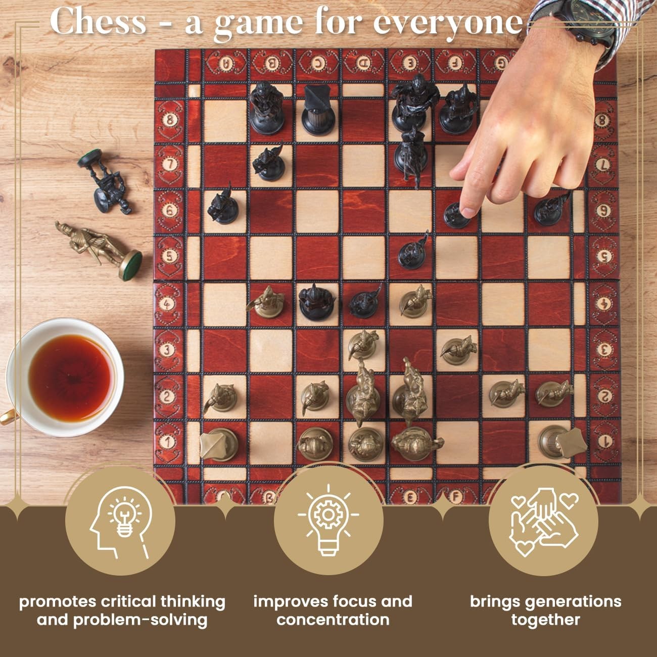 Ancient Armies Themed Chess Set 41cm Luxury Wooden Board Decorative Gift