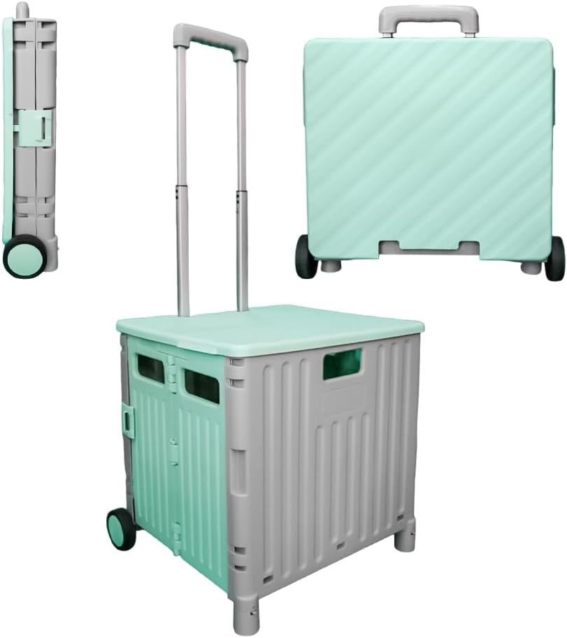 50L Foldable Shopping Trolley Cart with 2 Wheels & Telescopic Handle