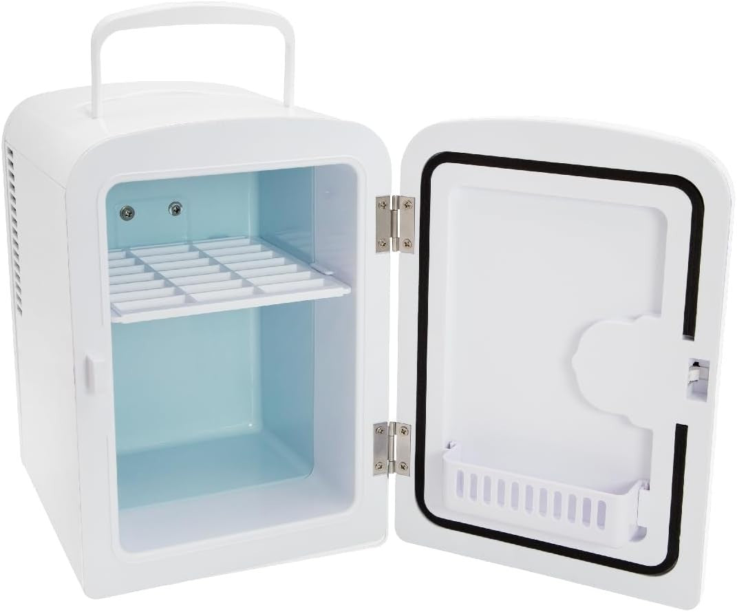 4L Mini Fridge Portable Countertop Cooler & Warmer White Compact