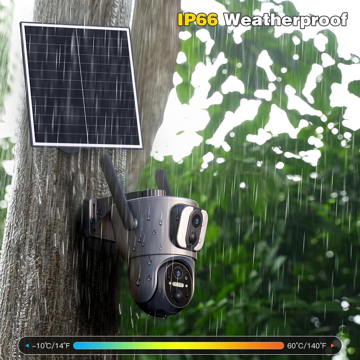 4G LTE Solar Security Camera Dual Lens PTZ 2K HD CCTV No WiFi