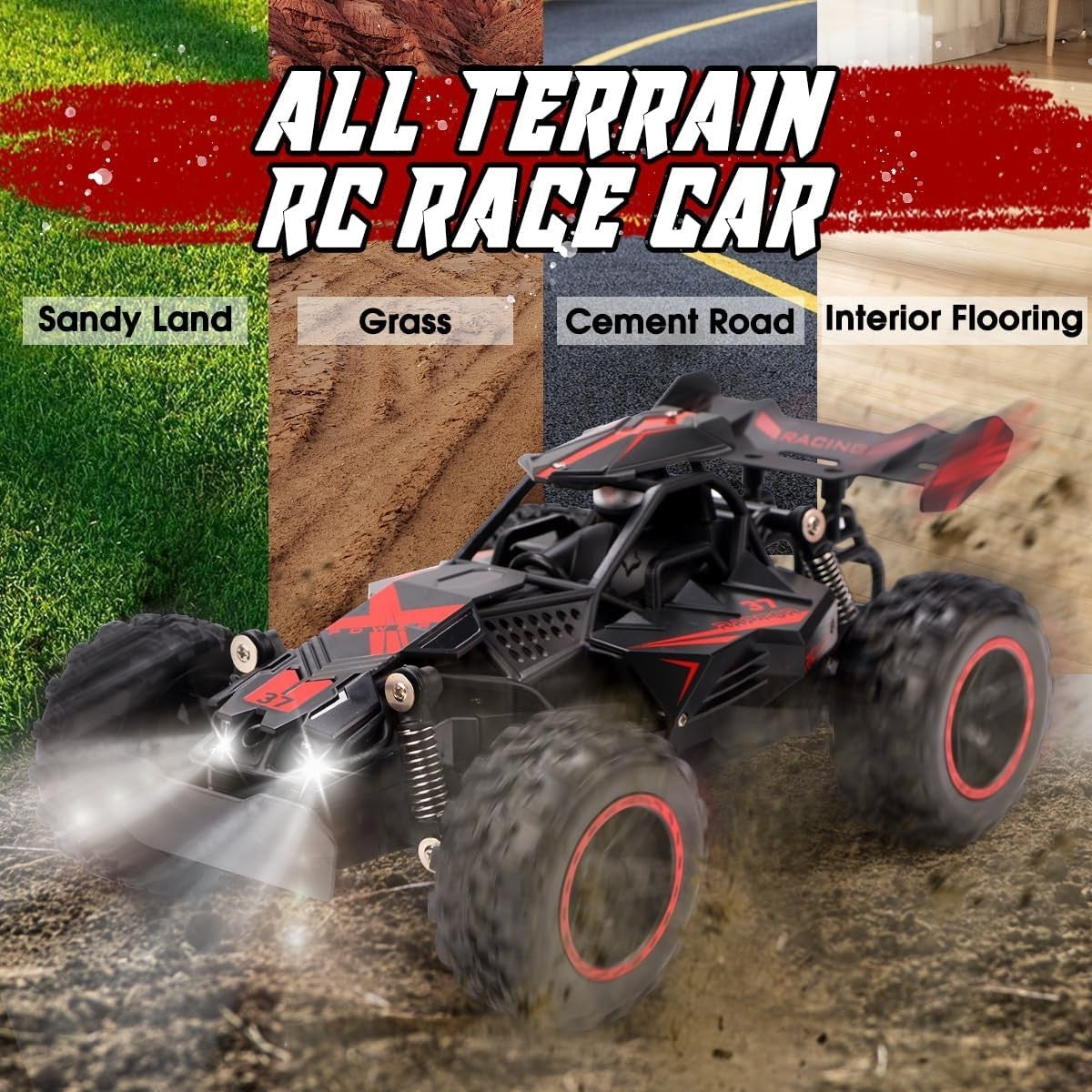 1:18 High Speed RC Car 2.4GHz Off-Road Drift Remote Car LED Kids Toy