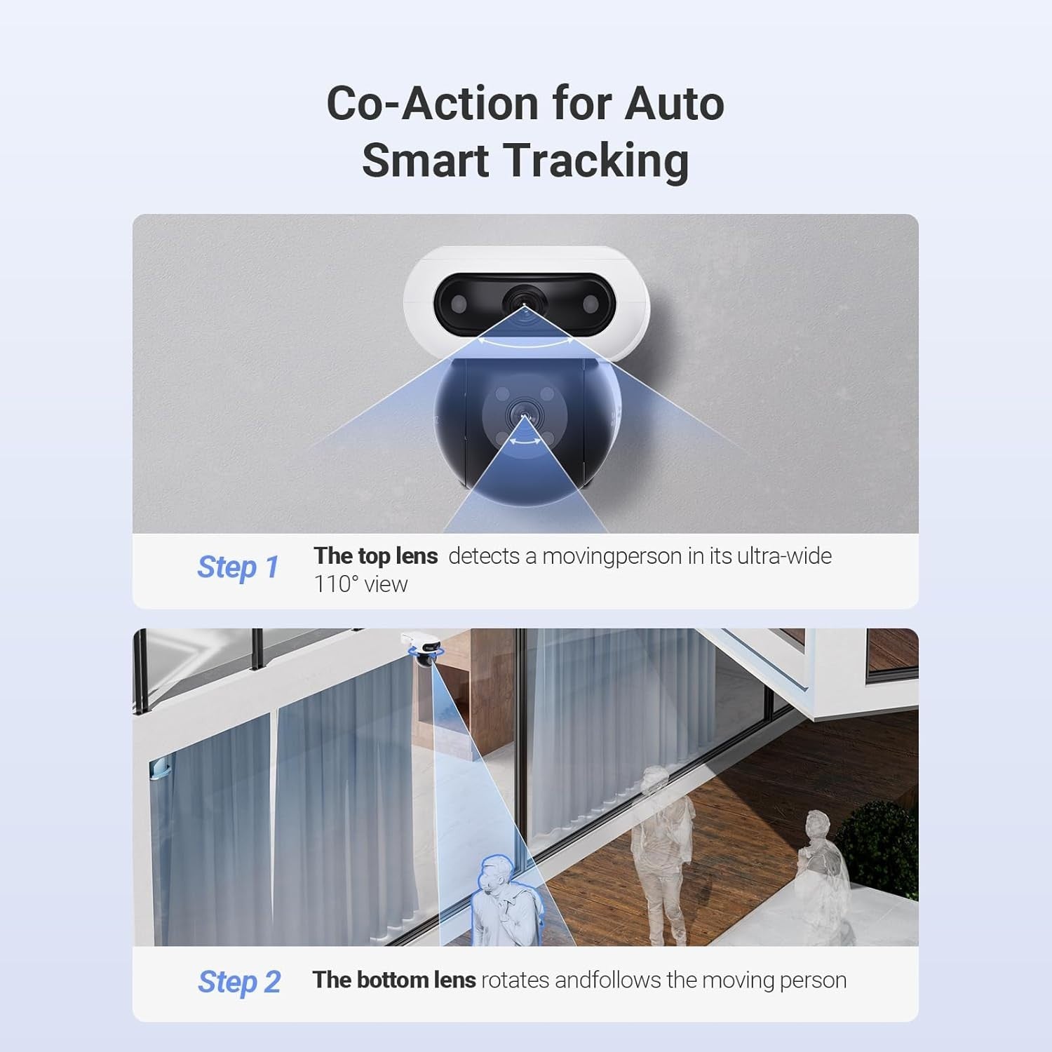 Dual Lens 8MP Security Camera 360° Auto Tracking Color Night Vision