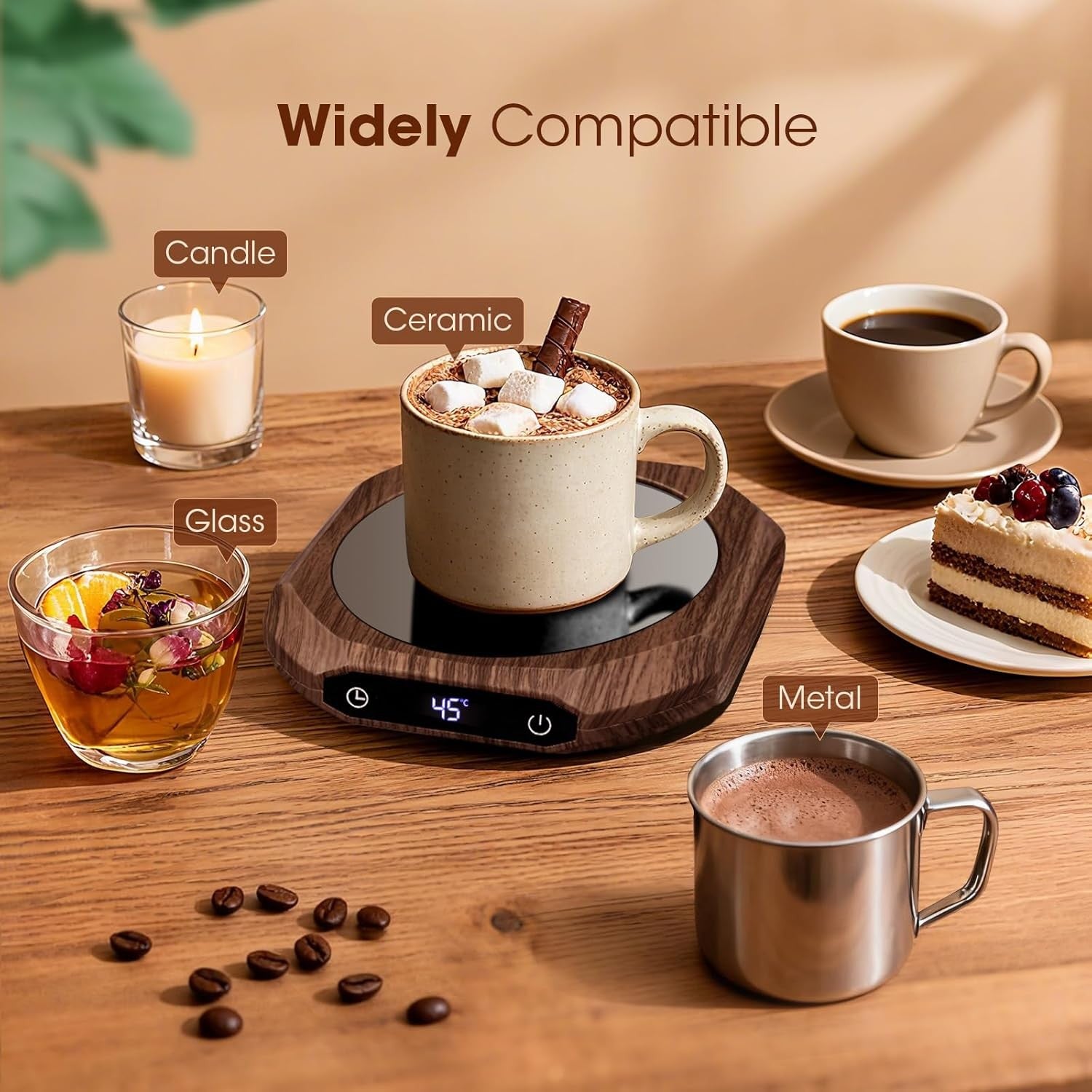 Coffee Mug Warmer 3 Temp 1-9H Timer Desk Cup Heater