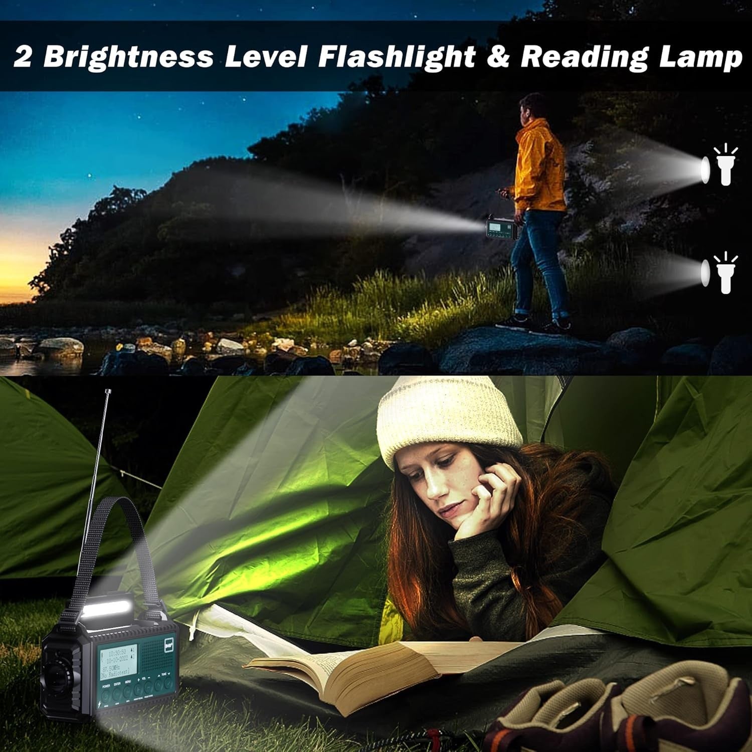DAB+ FM Emergency Radio Solar Hand Crank 5000mAh Power Bank