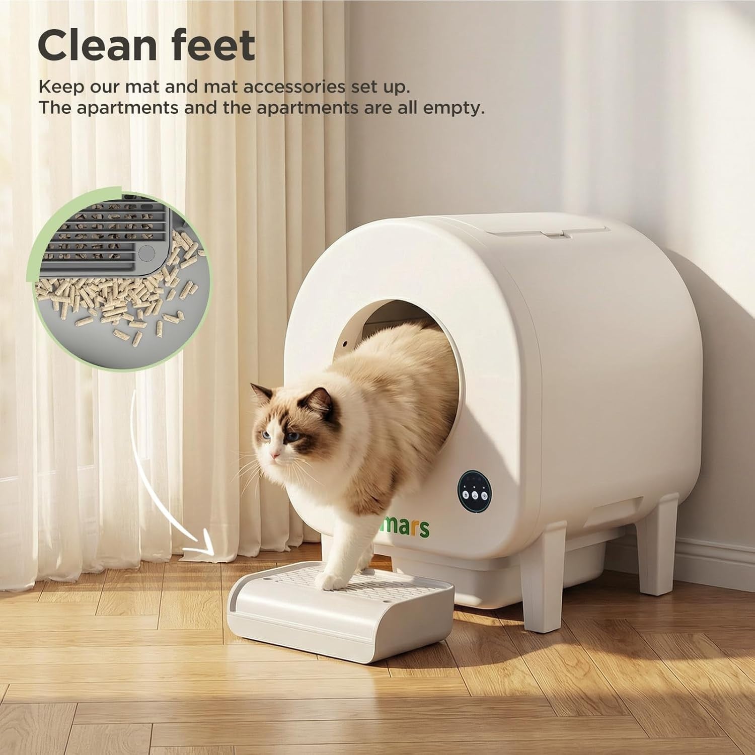 XXL Self Cleaning Cat Litter Box App Control 90L Odor Control Auto
