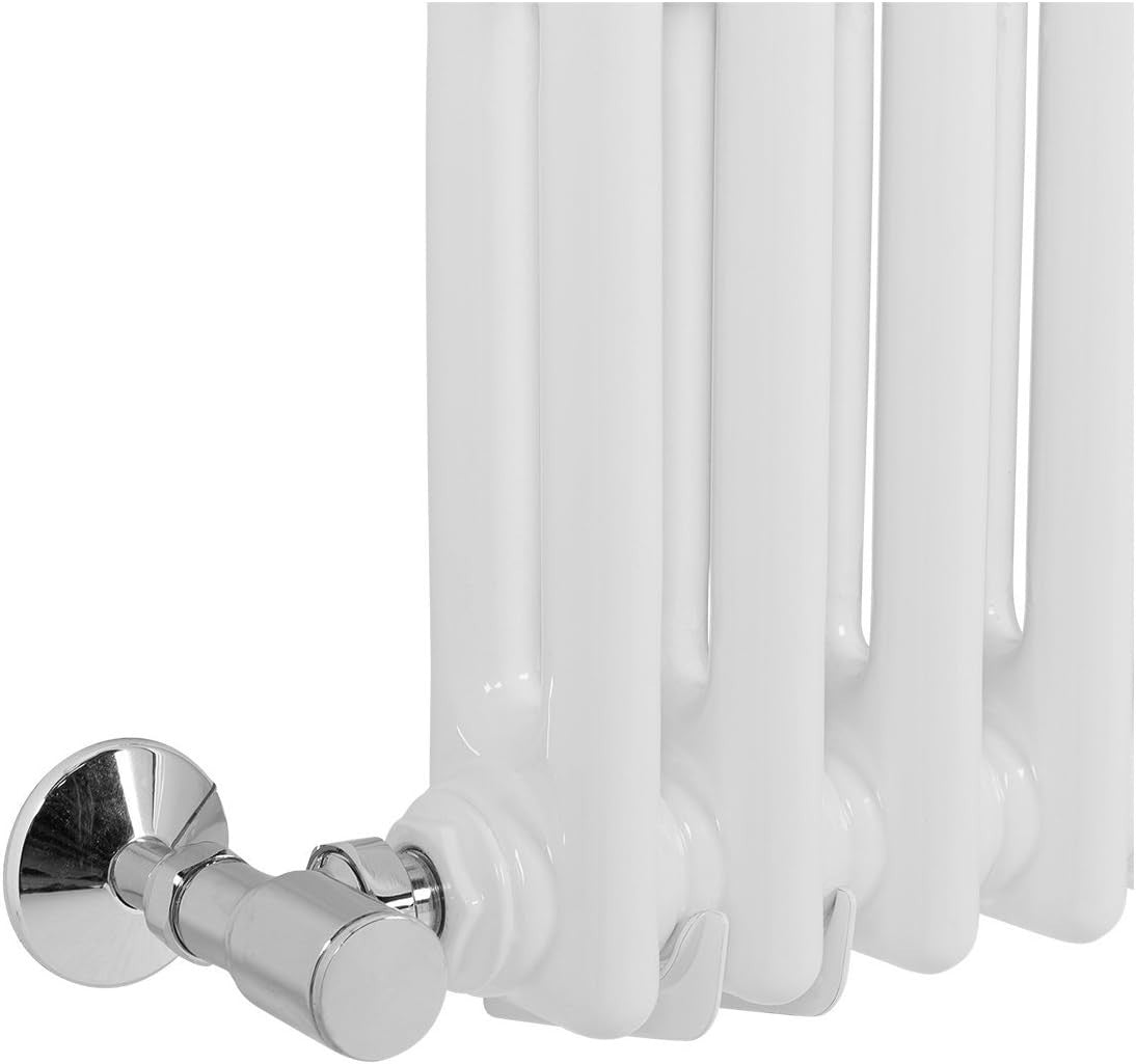 Double Column Horizontal Radiator 300x1460mm White Cast Iron Style