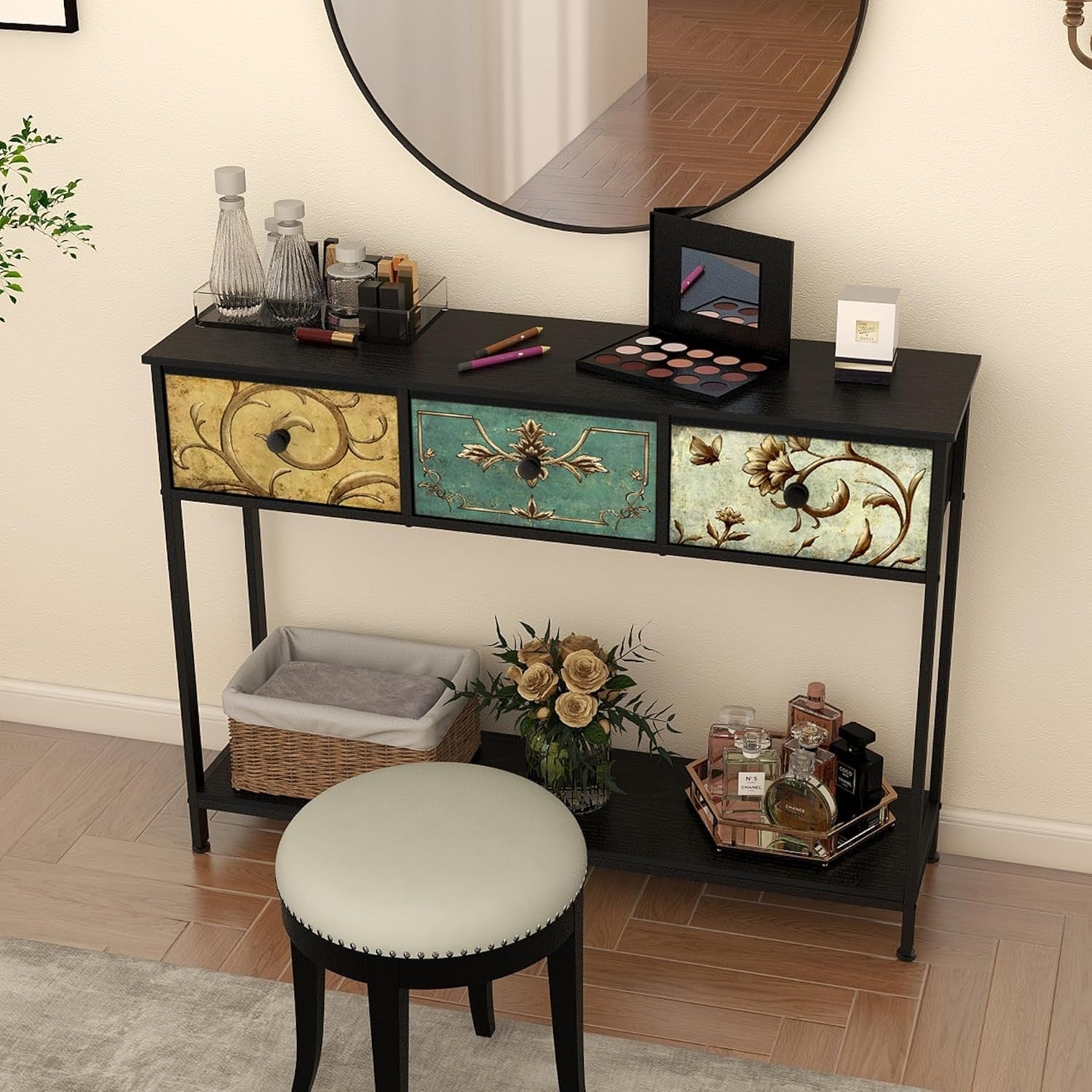 Slim Console Table with Drawers & Shelf – Entryway Storage for Hallway