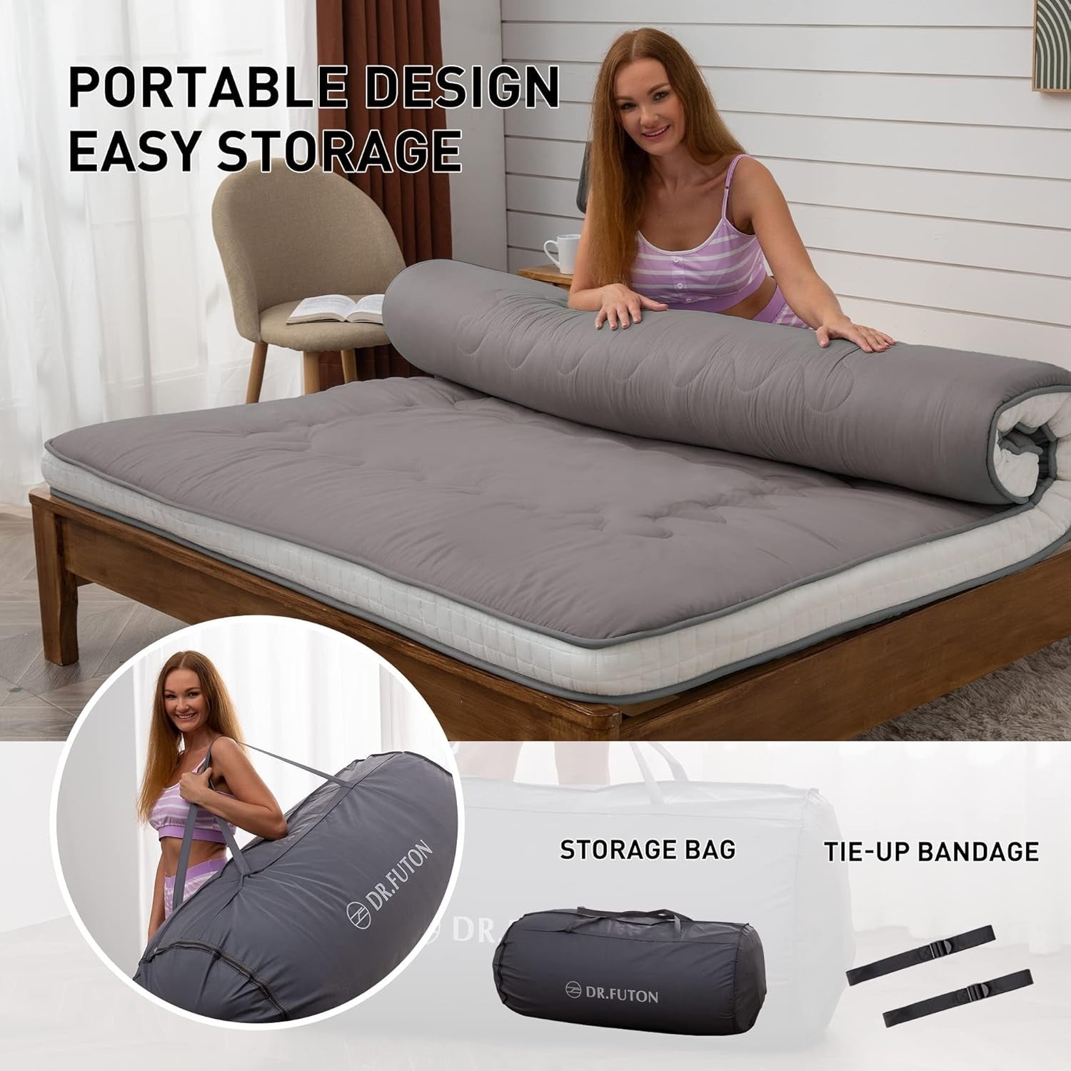 Extra Thick Japanese Floor Futon Mattress Twin Roll-Up Bed Mat