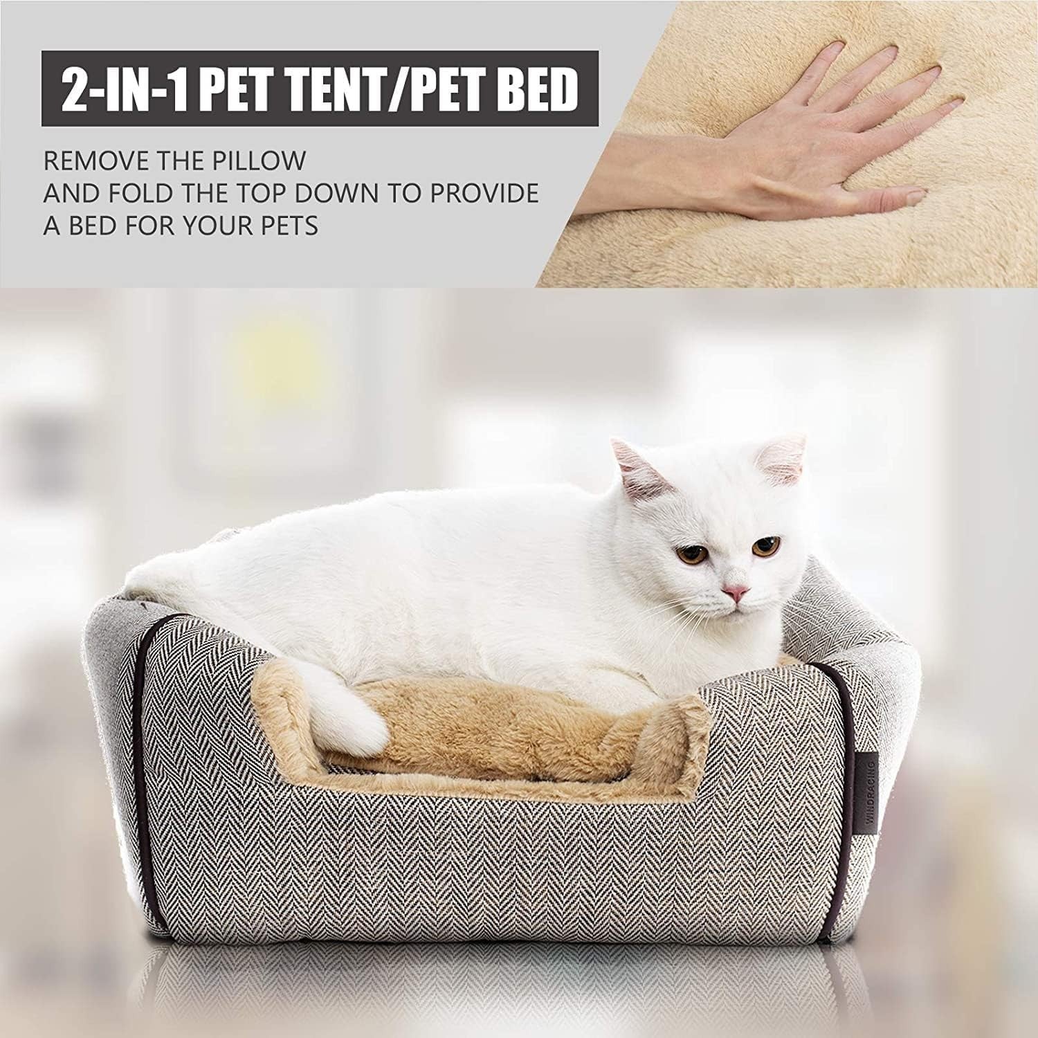 Cat Cave Bed Indoor Cat House Tent Soft Washable Cushion Large