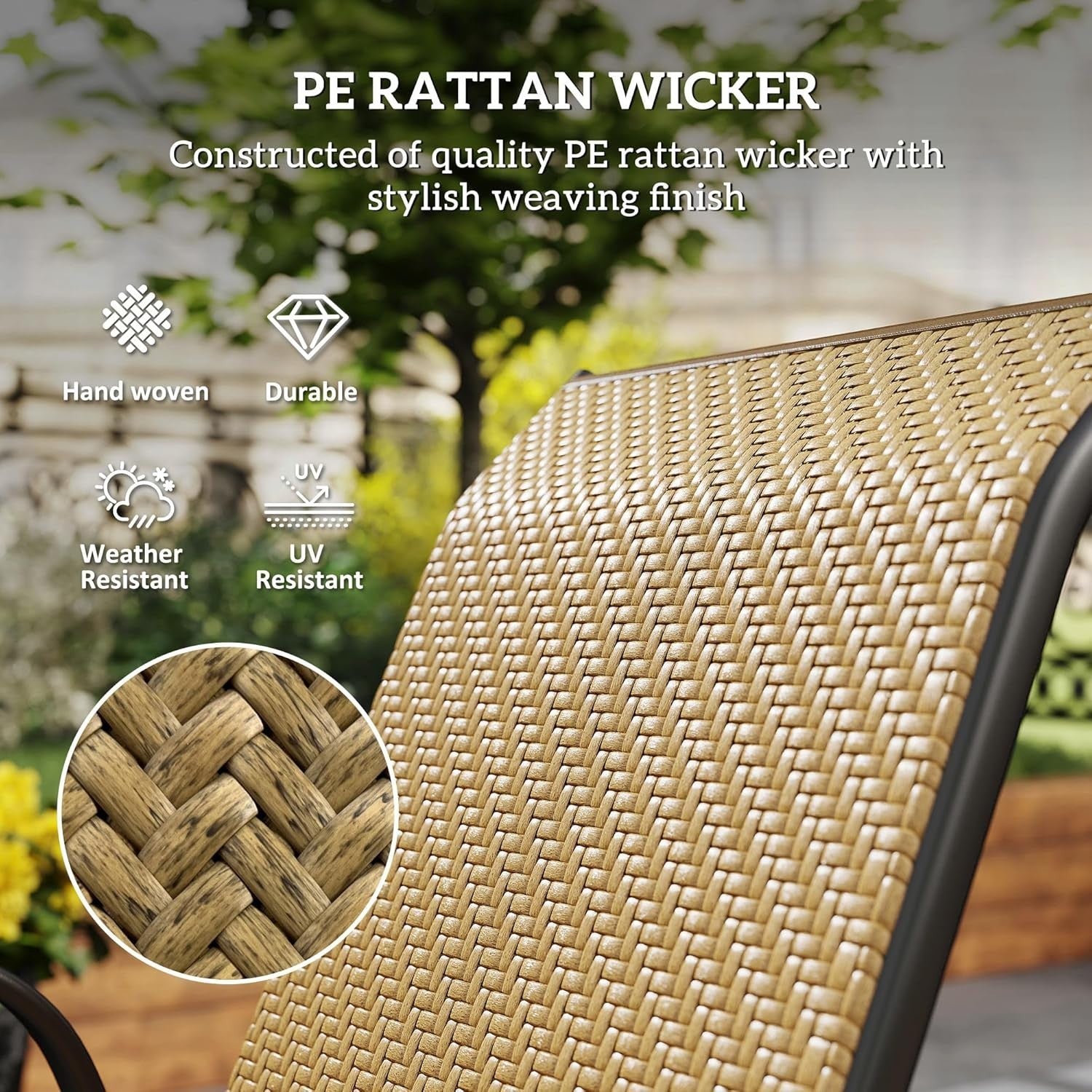 Stackable Rattan Garden Chairs Set of 4 Outdoor Dining Armchairs Patio