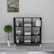 9-Cube Storage Bookcase with Doors – Modern Display Shelving Unit Black Marble