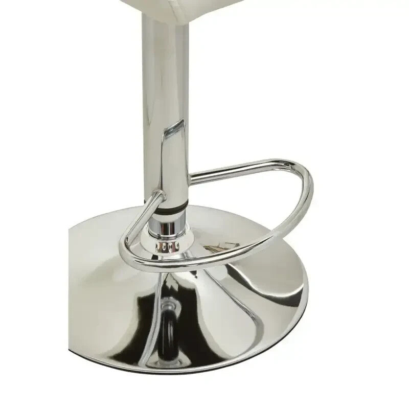 White Chrome Bar Stool Swivel Adjustable PU Leather Kitchen Island Chair