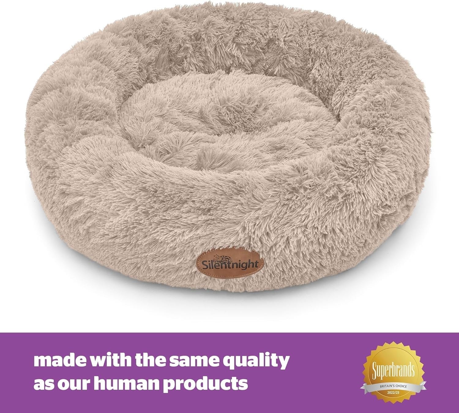 70cm Calming Donut Dog Bed Plush Washable Anti Anxiety Natural