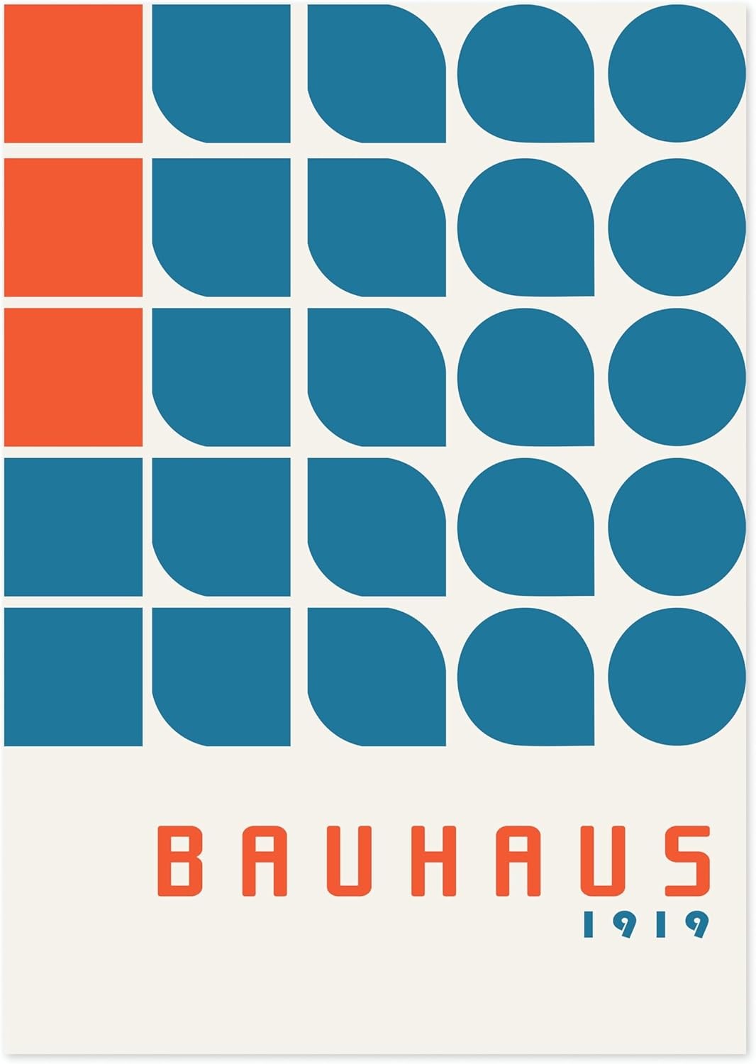 Bauhaus Waves Poster A3 Abstract Mid Century Wall Art Print