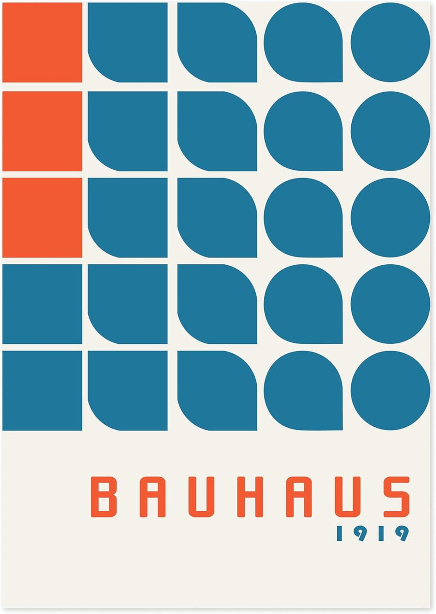 Bauhaus Waves Poster A3 Abstract Mid Century Wall Art Print