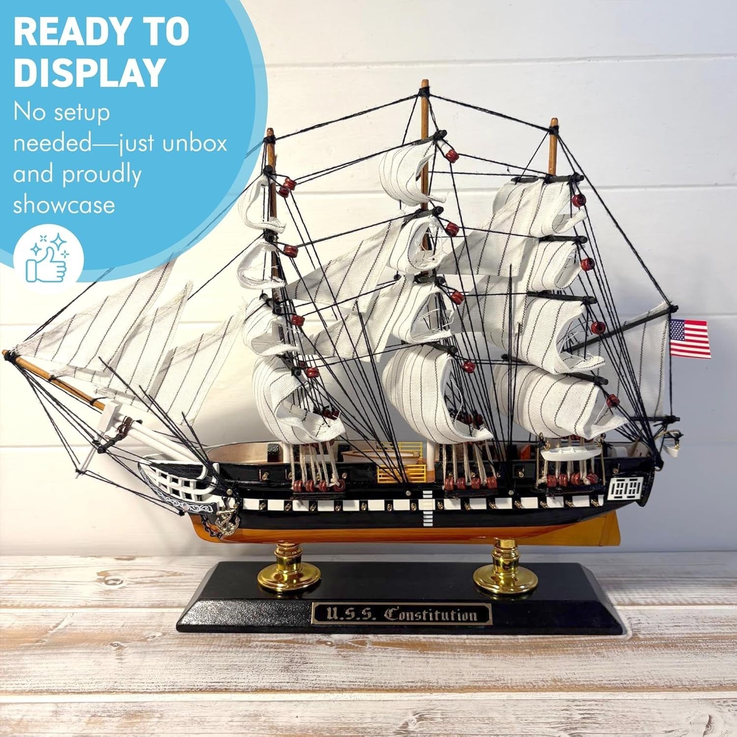 Large USS Constitution Model Ship | Handcrafted Wooden Tall Ship Replica